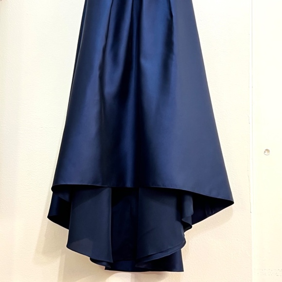 Alfred Sung D699 Strapless High Low Satin Gown Midnight Blue Size 16 - Picture 4 of 11